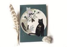 Load image into Gallery viewer, Black Cat Birthday Card: Witchy Moon & Crystal Design