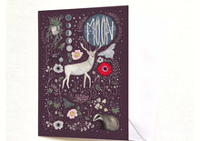 Load image into Gallery viewer, Moon card - stag greeting - celestial - blank inside