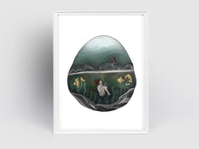 Load image into Gallery viewer, Rock pool illustration, ocean wall art, wild swimming gift