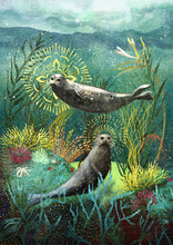 Load image into Gallery viewer, Mystical Seal Greeting Card: Ocean Art, Selkie Design