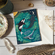 Load image into Gallery viewer, Whale greeting card, blank card