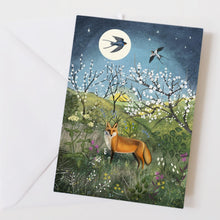 Load image into Gallery viewer, Fox and swallows greeting card