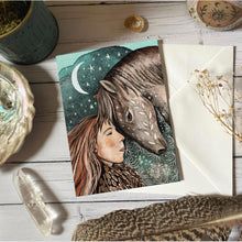 Load image into Gallery viewer, Horse and woman greeting card