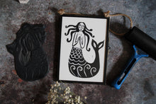 Load image into Gallery viewer, Mermaid Lino print, framed