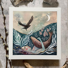 Load image into Gallery viewer, Seal and crow, selkie illustration, wall art