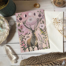 Load image into Gallery viewer, Stag greeting card, moon phases, blank card