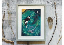 Load image into Gallery viewer, Three whales, coastal print