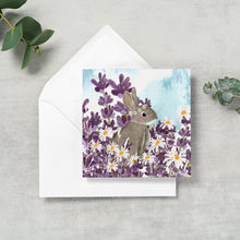 Load image into Gallery viewer, Rabbit and lavender greeting card