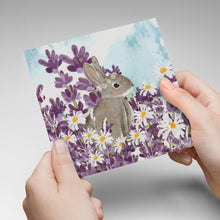 Load image into Gallery viewer, Rabbit and lavender greeting card