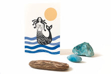 Load image into Gallery viewer, Mermaid of Zennor Card: Lino Print Style Greeting Card
