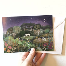 Load image into Gallery viewer, Whimsical Unicorn Greeting Card: Magical Forest Blank Card
