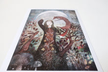 Load image into Gallery viewer, Winter goddess illustration, jackalope, fox
