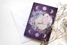Load image into Gallery viewer, Hare greeting card - celestial - moon phases

