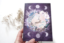Load image into Gallery viewer, Hare greeting card - celestial - moon phases
