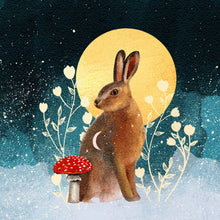 Load image into Gallery viewer, Hare Christmas card - yule card -woodland animal
