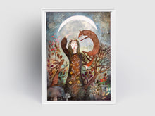 Load image into Gallery viewer, Winter goddess illustration, jackalope, fox
