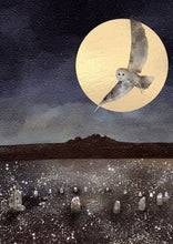 Load image into Gallery viewer, Stone circle print, owl illustration
