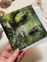Load image into Gallery viewer, Badger greeting card, badger illustration
