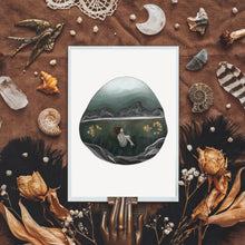 Load image into Gallery viewer, Rock pool illustration, ocean wall art, wild swimming gift
