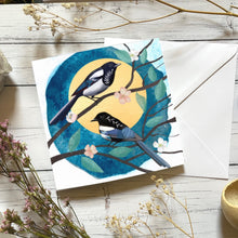 Load image into Gallery viewer, Magpies greeting card, blank card, bird lover
