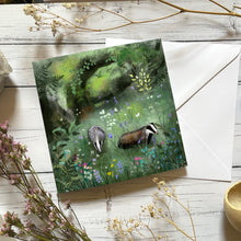 Load image into Gallery viewer, Badger greeting card, badger illustration
