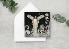 Load image into Gallery viewer, Moon Angel - greeting card - wolf art - hare card
