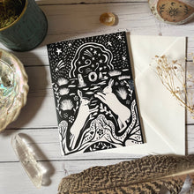 Load image into Gallery viewer, Cornish Hare Greeting Card: Men an Tol Spring Design
