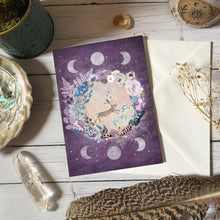 Load image into Gallery viewer, Hare greeting card - celestial - moon phases
