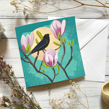 Load image into Gallery viewer, Blackbird greeting card, blank card, bird lover
