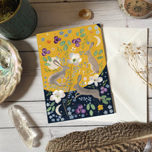 Load image into Gallery viewer, Hare Moon Blank Card: Floral Art Greeting Card
