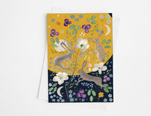 Load image into Gallery viewer, Hare Moon Blank Card: Floral Art Greeting Card
