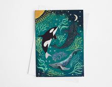 Load image into Gallery viewer, Whale greeting card, blank card
