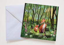 Load image into Gallery viewer, Fox greeting card, forest illustration, blank card
