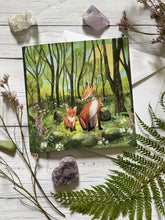 Load image into Gallery viewer, Fox greeting card, forest illustration, blank card
