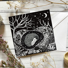 Load image into Gallery viewer, Hedgehog card, autumn greeting, blank card
