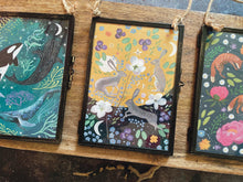 Load image into Gallery viewer, Moon phase hare,  vintage metal frame
