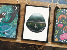 Load image into Gallery viewer, Rockpool dreams illustration,  ocean art, framed.
