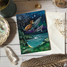 Load image into Gallery viewer, Whale rider - greeting card - blank card - ocean lover
