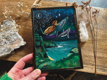 Load image into Gallery viewer, Whale rider,  ocean illustration, vintage metal frame
