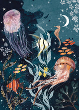 Load image into Gallery viewer, A4 jellyfish illustration, coastal print
