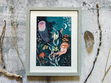 Load image into Gallery viewer, A4 jellyfish illustration, coastal print
