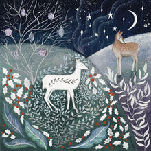 Load image into Gallery viewer, Winter Deer Greeting Card: Enchanting Starry Night Yule Card

