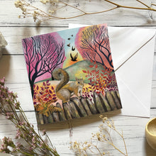 Load image into Gallery viewer, Autumn squirrel - greeting card - fall - woodland
