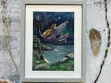 Load image into Gallery viewer, A4 whale rider - whimsical illustration
