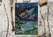 Load image into Gallery viewer, A4 whale rider - whimsical illustration
