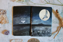 Load image into Gallery viewer, Barn owl sketchbook, plain pages, hand bound
