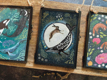 Load image into Gallery viewer, Whale and Hare Art Print: Vintage Metal Frame, Moon Illustration (5x7)
