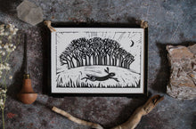 Load image into Gallery viewer, Coming home, hare, Lino print, framed
