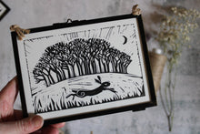 Load image into Gallery viewer, Coming home, hare, Lino print, framed
