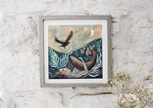Load image into Gallery viewer, Seal and crow, selkie illustration, wall art
